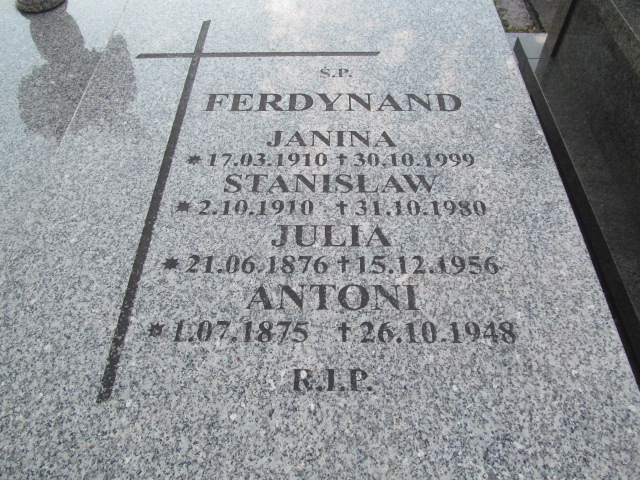 Julia Ferdynand 1876 Wojkowice Kościelne - Grobonet - Wyszukiwarka osób pochowanych